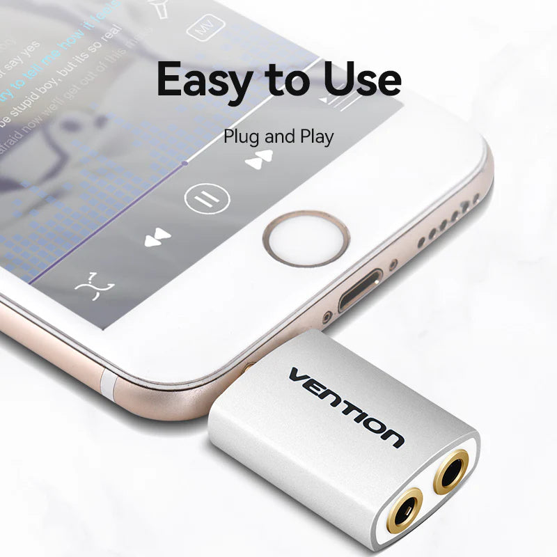 محول  الصوت  Vention 4 Pole 3.5mm ذكر إلى 3.5mm أنثىمحول  فضي