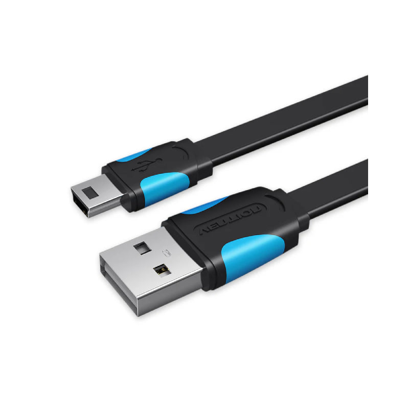 Vention Flat USB 2.0 A Male to Mini 5 Pin Male Cable - 1.5M / Black ...
