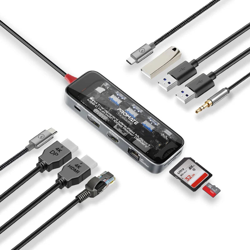 PROMATE 11-in-1 Transparent USB-C Hub - USB-C / HDMI / USB 3.0 – WIBI ...