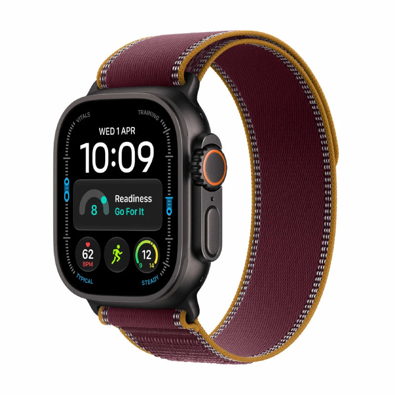 Apple Watch Ultra 4 - LTPO OLED / 64GB / 49mm / Bluetooth / Wi-Fi / Cellular / Medium/Large / Black Titanium Case with Burgundy Trail Loop