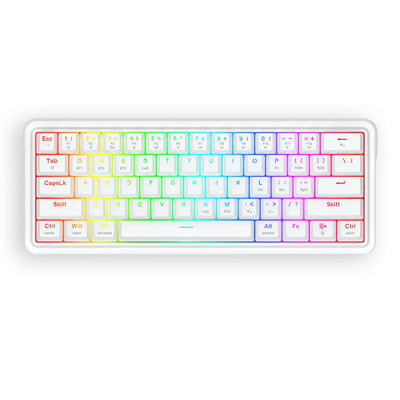 Redragon K730W RGB Pro Draconic V2 White 60% Gasket Wireless Mechanical Keyboard - Bluetooth / Wired / 2500mAh / White