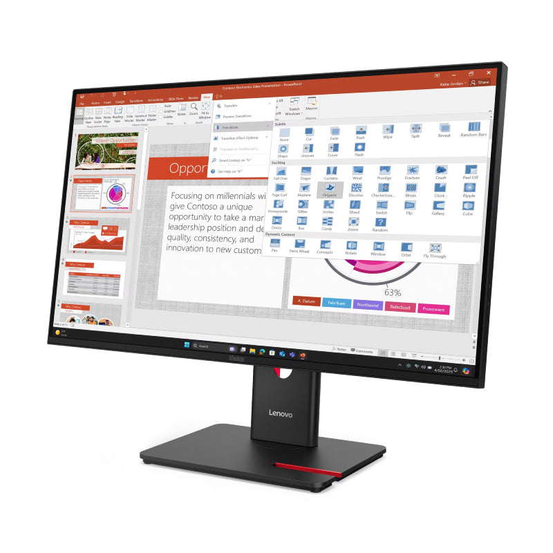 Lenovo ThinkVision T27-40 Monitor - 27" FHD IPS / 4ms / Up to 120Hz / HDMI 1.4/DisplayPort 1.2 /VGA/USB-A/USB-C / 3YW - Monitor