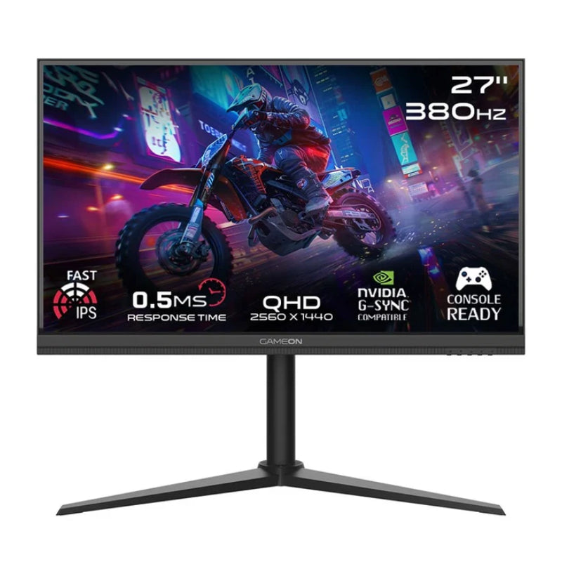 GAMEON Midnight Pro Series GOMP27QHD380IPS Gaming Monitor - 27" QHD / 380Hz / 0.5ms / HDMI 2.1 / DP 1.4 - Black
