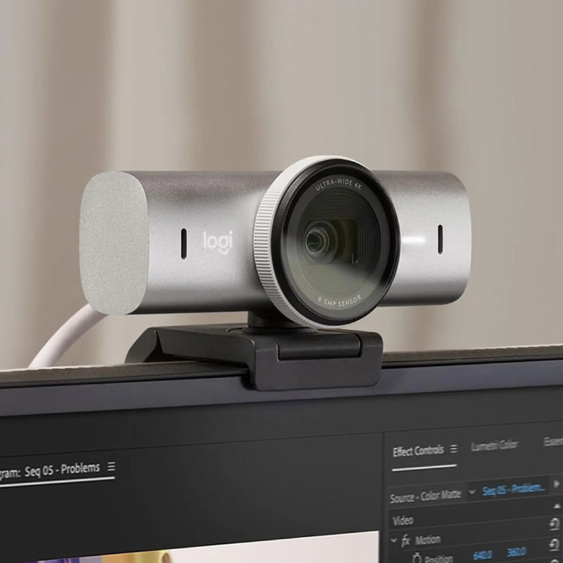 Logitech MX Brio 4K Ultra HD Collaboration and Streaming Webcam - 4K/30fps / USB-C / wired / Pale Gray