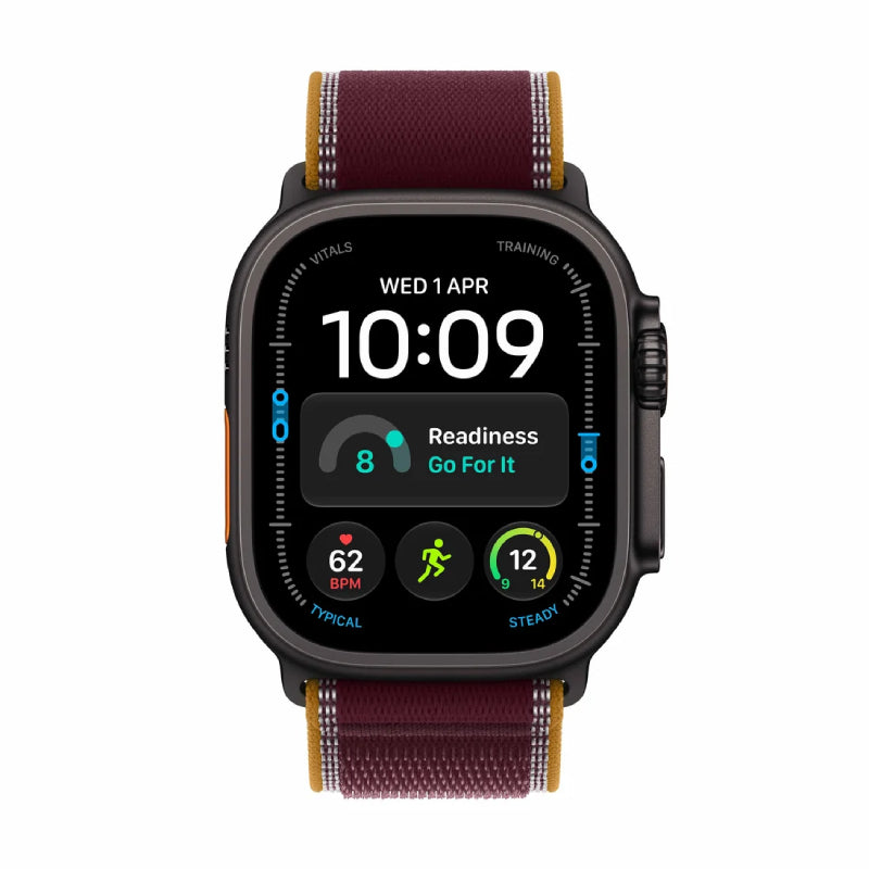 Apple Watch Ultra 4 - LTPO OLED / 64GB / 49mm / Bluetooth / Wi-Fi / Cellular / Medium/Large / Black Titanium Case with Burgundy Trail Loop
