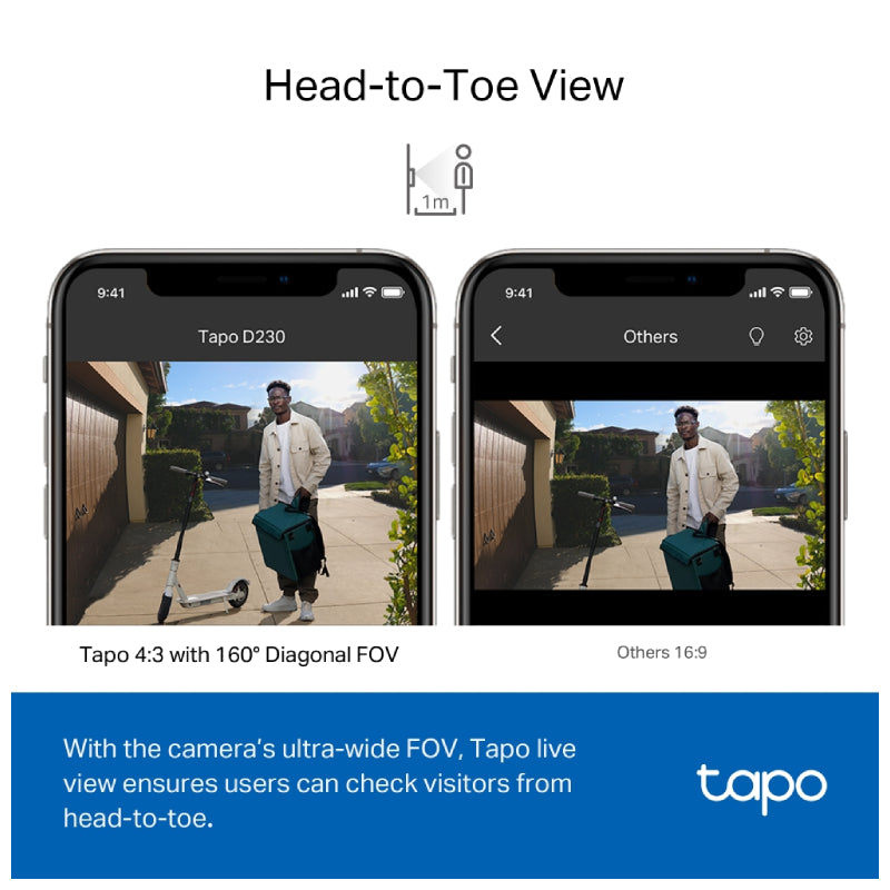 تي بي لينك Tapo D230S1)فيديو  ذكي  Tapo المزودبطارية فيديو بطارية  - دقة 2K و5 ميجابكسل / ذكي / شبكة محلية