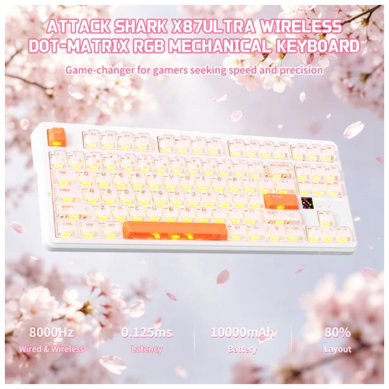 ATTACK SHARK X87 ULTRA Wireless Mechanical Keyboard With 8K Wireless Receiver - Iced Orange