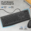 PROMATE ErgoComfort Wired Keyboard with Media Keys and 2400 DPI Mouse - Black