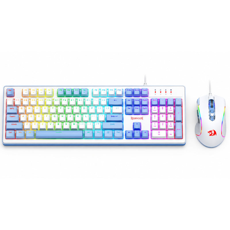 Redragon S139 The Perfect Gaming Combo (Mechanical Keyboard and Mouse Combo Set) - Wired / White/Blue