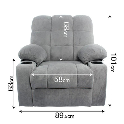 Black Bull Premium Sofa Swivel Rocker Recliner Size - Fabric Light Grey
