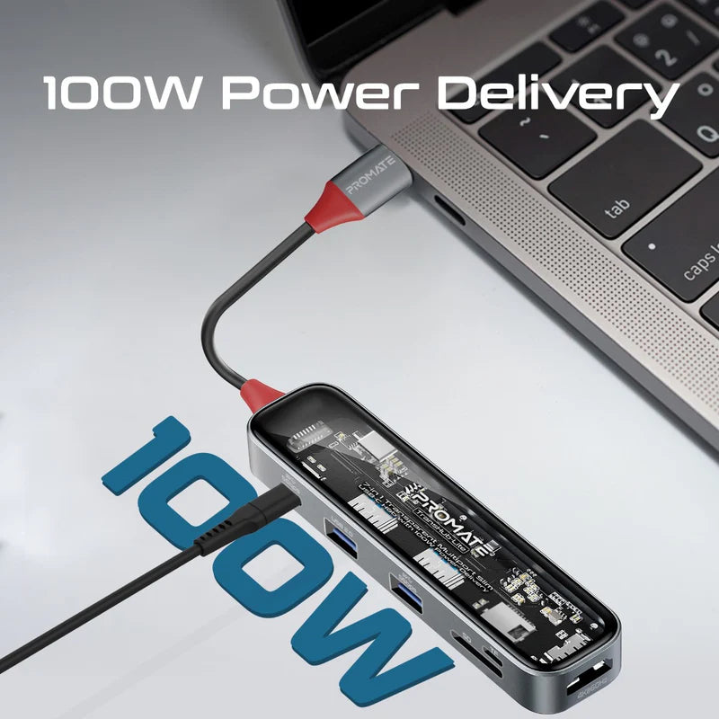 موزع  PROMATE 7 في 1 شفاف يو اس بي موزع  يو اس بي/ إتش دي إم أي  يو اس بي .0