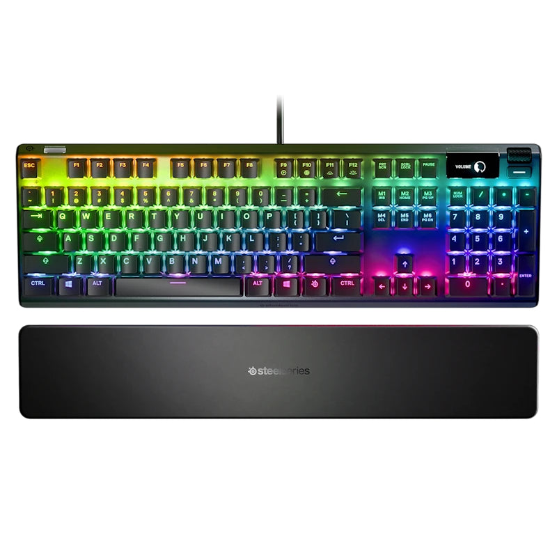 لوحة مفاتيح ألعاب ميكانيكية هجينة ستيل سيريز أبيكس 5، سلكية، RGB، باللون الأسود
