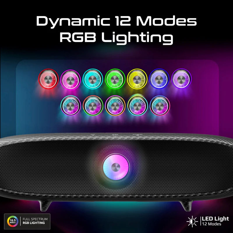 مكبر صوت لاسلكي PROMATE Delta-X 20W تعزيز السماعات تعزيز الصوت الجهير لاسلكي - فوق إلى / 6400 مللي أمبير في الساعة / أسود