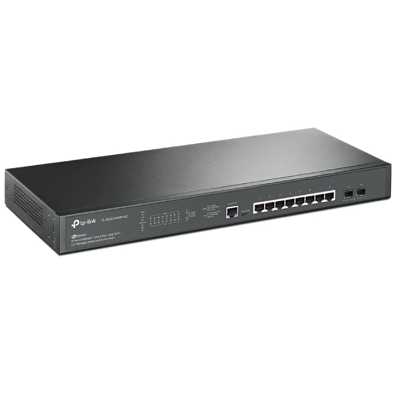 TP-Link (TL-SG3210XHP-M2) JetStream 8-Port 2.5GBASE-T and 2-Port 10GE SFP+ L2+ Managed Switch with 8-Port PoE+ - 80Gbps / Micro-USB / LAN