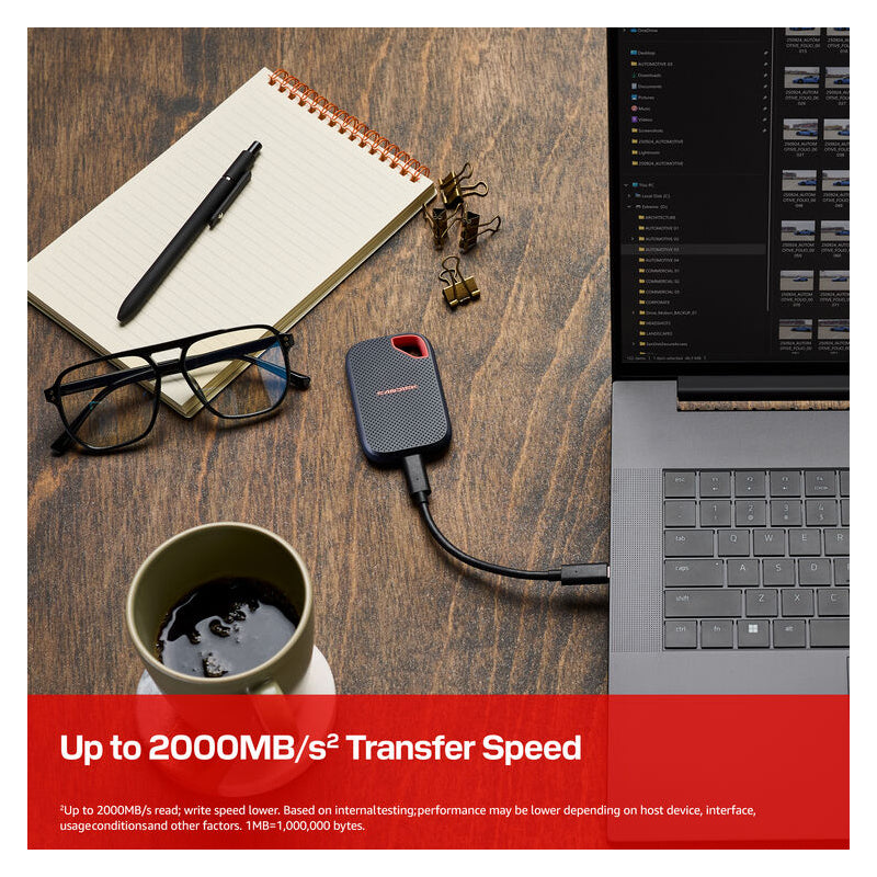 SanDisk Extreme Portable SSD (V3) - 2TB / Up to 2000MB/s / USB-C