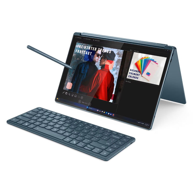 Lenovo Yoga Book 9 Gen 10 AI PC - 2x 14" 2.8K WQXGA+ (2880x1800) OLED Multi-Touch / Ultra 7 255H / 32GB / 1TB (NVMe M.2 SSD) / Win 11 Home / 2YW / Arabic/English / Yoga Slim Mouse + Folio Stand + Lenovo YOGA 14-inch Sleeve (Tidal Teal) - Laptop
