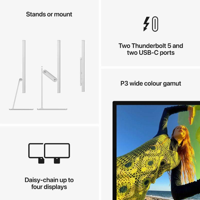 Apple Studio Display With Tilt and Height Adjustable Stand - Standard Glass/ Thunderbolt 5 / 27.0" 5K Retina / 600 nits / USB-C / (2026 Model)