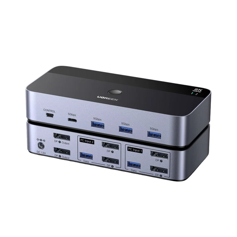UGREEN DisplayPort KVM Switch 2 In 1 Out - (2 PCs, 2 Monitors, 8K@60Hz, 4-Port) (CM695 - 25962)