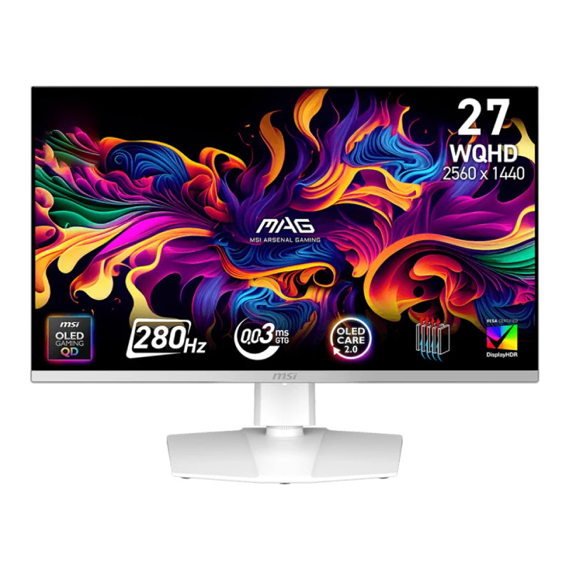 MSI MAG 272QPW X28 - 27" WQHD / 0.03ms / Up to 280Hz / HDMI/DisplayPort/ QD-OLED Gaming Monitor - White
