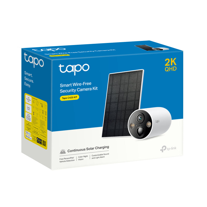 TP-Link Tapo C425 KIT Smart Wire-Free Security Camera and Solar Panel - 2K QHD / AI Detection / Night Vision