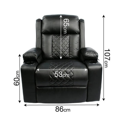 Black Bull Premium Sofa Swivel Rocker Recliner Size - PU Black