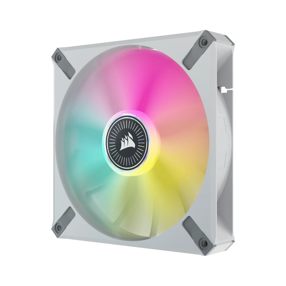 CORSAIR iCUE ML140 RGB ELITE Premium PWM Magnetic Levitation Fan Dual Fan Kit with iCUE Lighting Node Core - 140mm / White