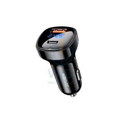 ACEFAST B4 digital display 66W(USB-C + USB-A) dual port car charger - Black Accessories > Power Adapters