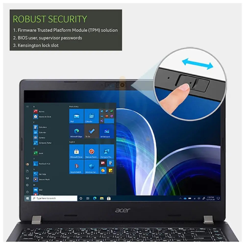 آيسر TravelMate P2 TMP214-53 - 14.0 بوصة FHD / آي 7 / 32 جيجابايت / 512 جيجابايت (NVMe م.2 إس إس دي) / ضمان سنة / الإنجليزية / إنجليزي / صخري / أسود  دوس
