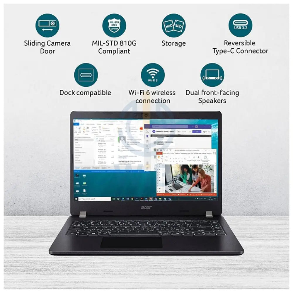 آيسر TravelMate P2 TMP214-53 - 14.0 بوصة FHD / آي 7 / 32 جيجابايت / 512 جيجابايت (NVMe م.2 إس إس دي) / ضمان سنة / الإنجليزية / إنجليزي / صخري / أسود  دوس