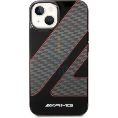 AMG Apple iPhone 14 Pro Transparent Double Layer Case with Checkered Flag Pattern - Red Accessories > Mobiles & Tablets