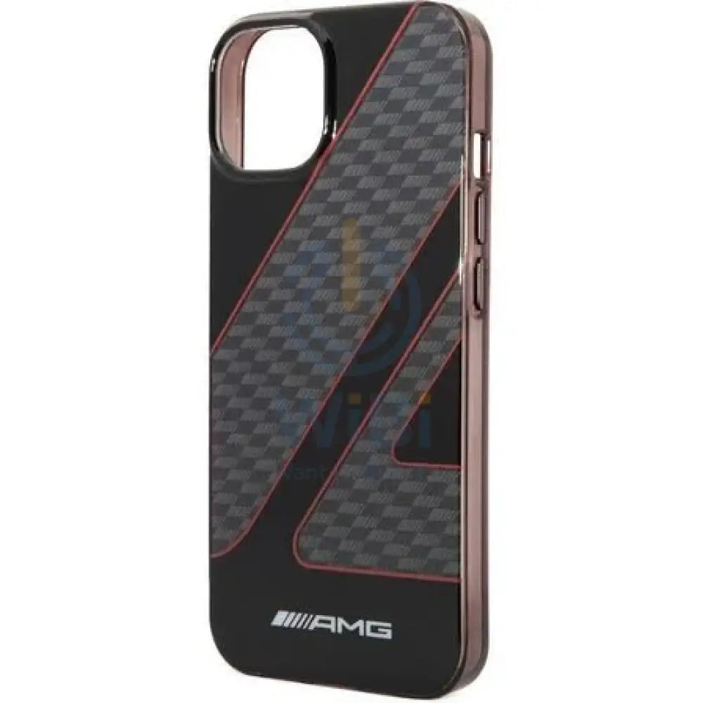 AMG iPhone 14 Pro Max Transparent Double Layer Case with Checkered Flag Pattern - Red Accessories > Mobiles & Tablets >