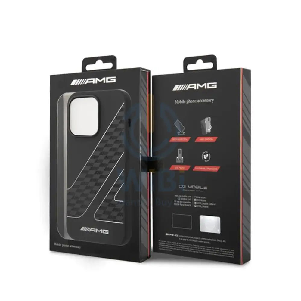 AMG Liquid Silicone Case Checkered Flag Pattern - Apple iPhone 14 Pro / Black / White Accessories > Mobiles & Tablets >