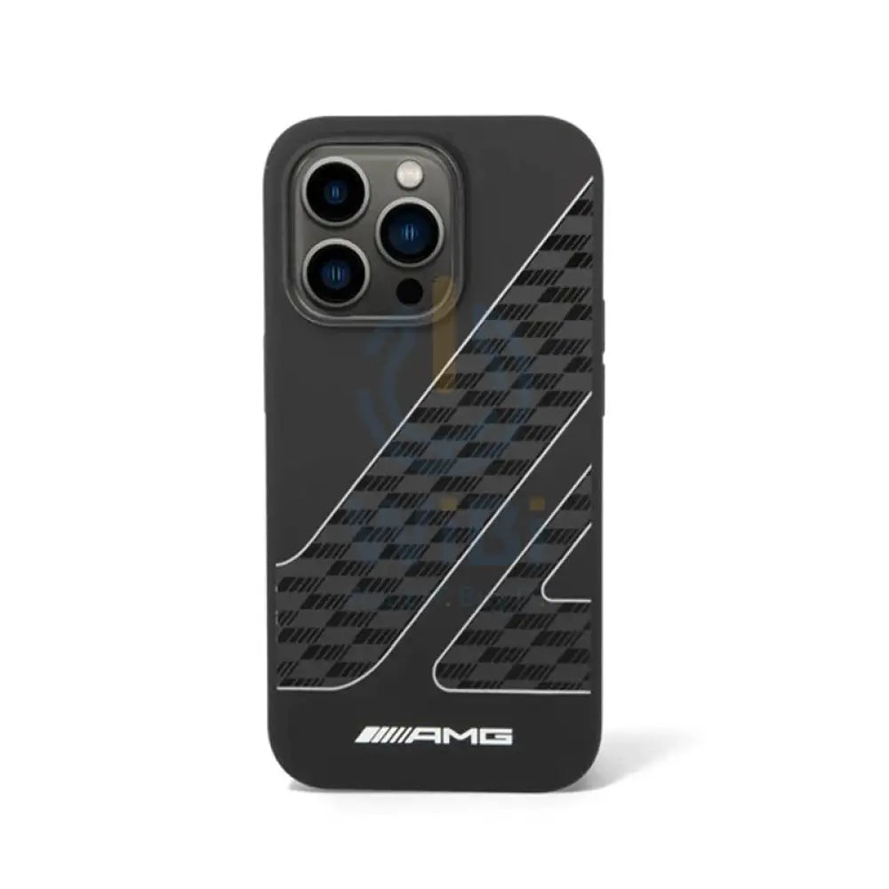 AMG Liquid Silicone Case Checkered Flag Pattern - Apple iPhone 14 Pro / Black / White Accessories > Mobiles & Tablets >