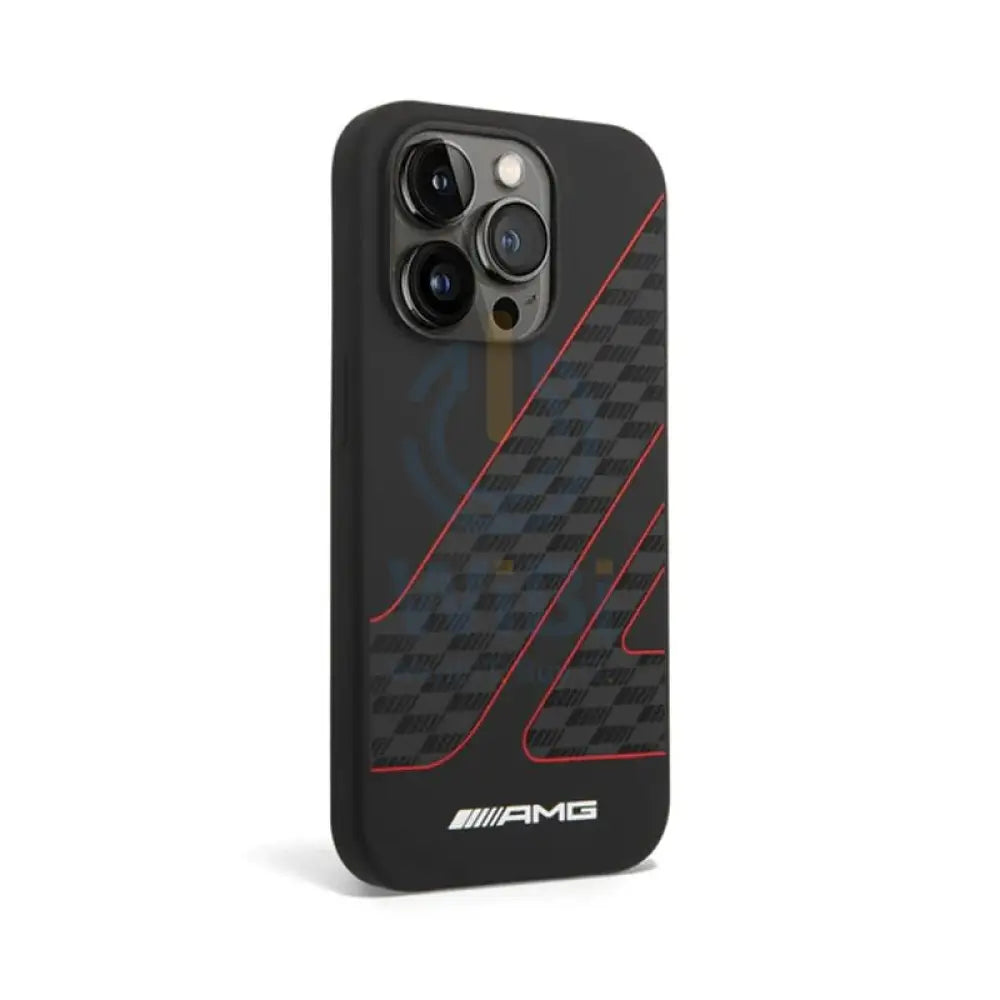 AMG Liquid Silicone Case Checkered Flag Pattern - Apple iPhone 14 Pro Max / Black / Red Accessories > Mobiles & Tablets