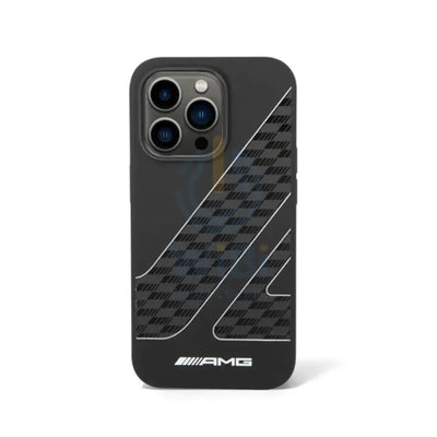 AMG Liquid Silicone Case Checkered Flag Pattern - Apple iPhone 14 Pro Max / Black / White Accessories > Mobiles &