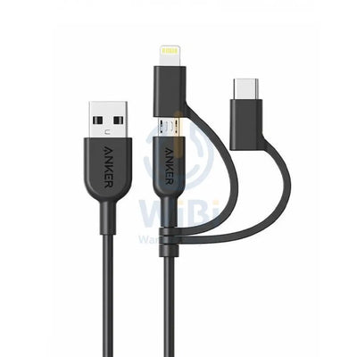 Anker Powerline II 3-in-1 Cable - Lightning / Type C / Micro USB Cable / 0.9 Meter / Black