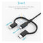 انكر 3 في 1 باورلاين 3 في 1 باورلاين 2 كابل - 0.9 متر / يو اس بي / يو اس بي/ لايتننج / أسود اكسسوارات > كبلات  محولات >