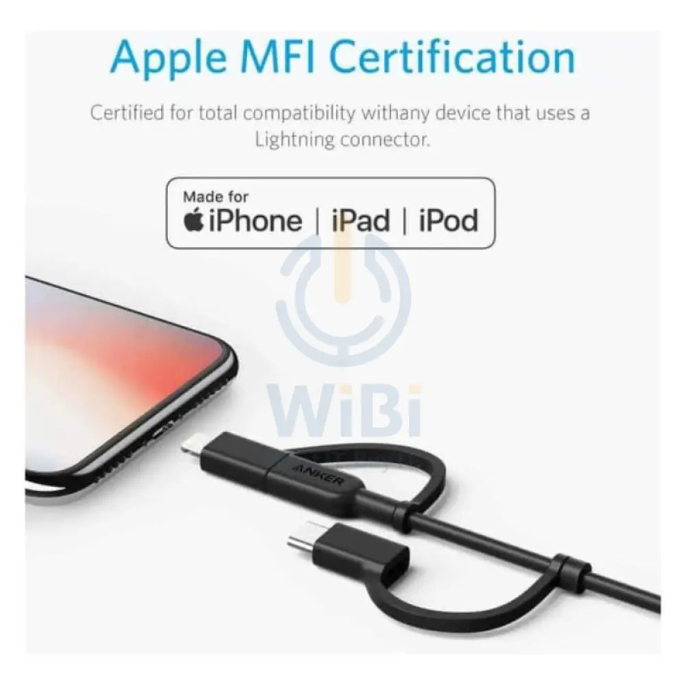 انكر 3 في 1 باورلاين 3 في 1 باورلاين 2 كابل - 0.9 متر / يو اس بي / يو اس بي/ لايتننج / أسود اكسسوارات > كبلات  محولات >