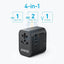 Anker 312 (4-in-1) Outlet Extender - 1x AC Outlet / 30W / 2x USB-A / 1x USB-C / Black Accessories > Power Adapters >