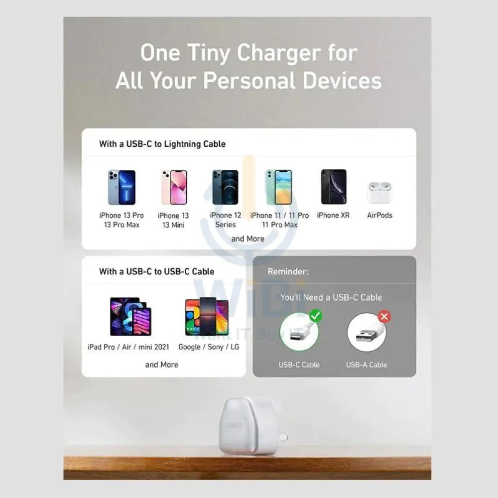 Anker 511 Nano Pro Charger Adapter - 20W / USB-C / Blue Accessories > Power Adapters