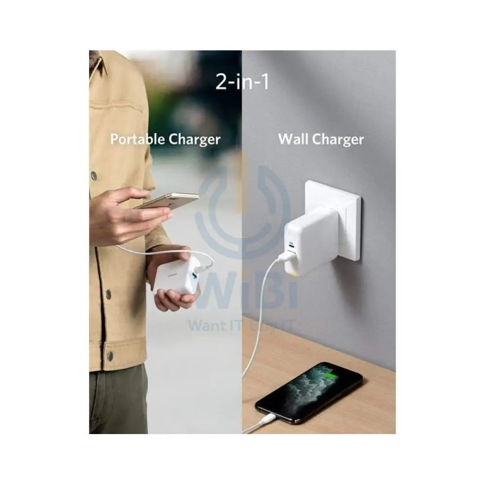 Anker PowerCore III Fusion 5k Adapter - 18W / USB-C / USB / White