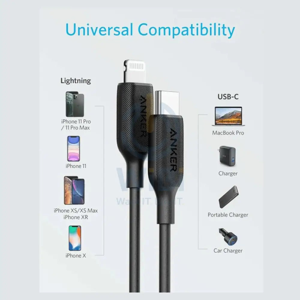 Anker PowerLine III Lightning Cable - USB-C / 0.9m / Black Accessories > Cables & Converters > Cables > Offer Zone