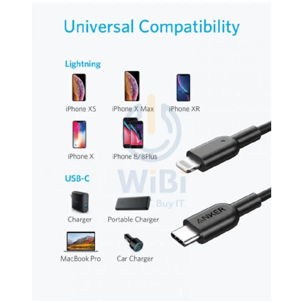 Anker Powerline Select Charging Cable - Lightning / USB-C / 0.9 Meter / Black Accessories > Cables & Converters > Cables