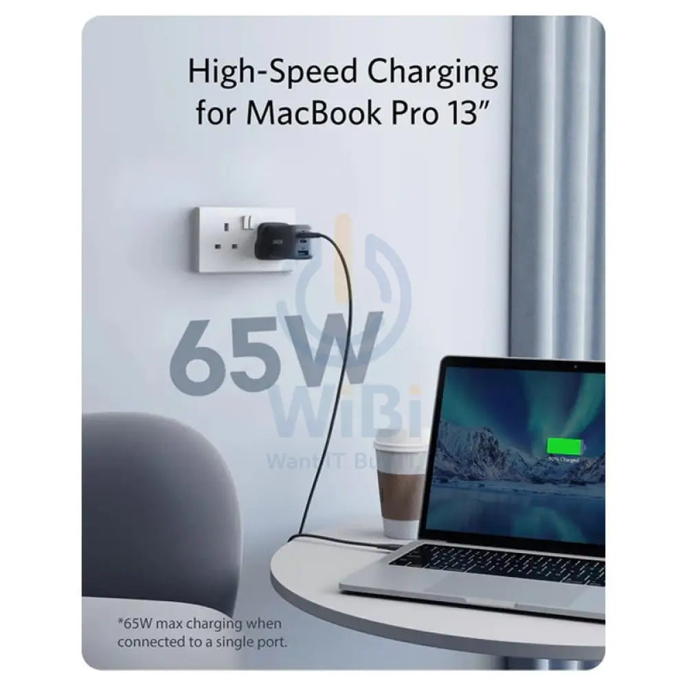 Anker PowerPort III 3-Port Adapter - 65W / USB-C / USB-A / Black