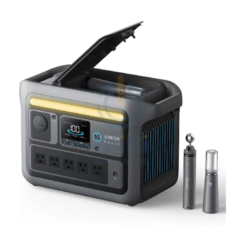 انكر طاقة سوليكس C800 بلس المحمولة  مع مصابيح التخييم - 1200 واط / 768 واط ساعة / أسود اكسسوارات > بنك طاقة