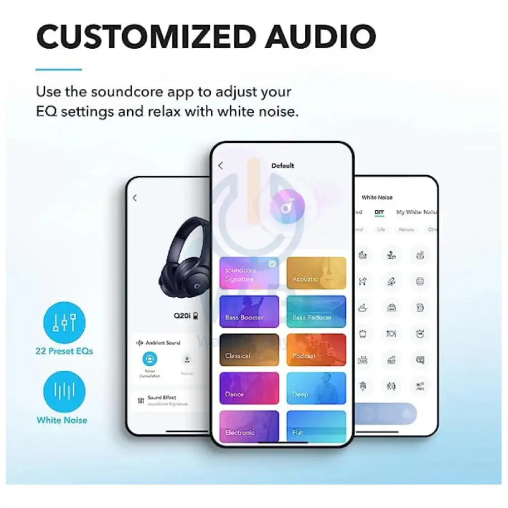 انكر ساوندكور Q20i لاسلكي سماعات الرأس - فوق الأذن / بلوتوث / أزرق اكسسوارات  الصوت > سماعات الرأس