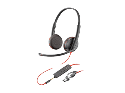 HP HP Poly Blackwire 3225 Stereo USB-C Headset - 3.5mm / USB-C/A Adapter