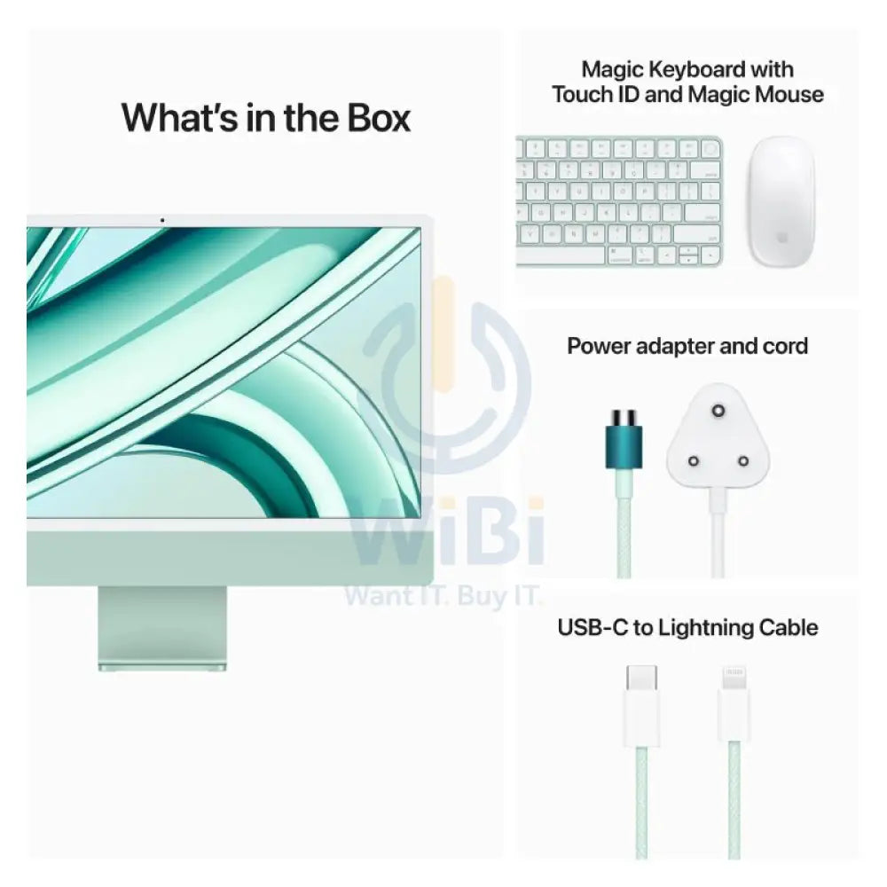 Apple iMac - 24’’ / M3 / 8-Core CPU / 10-Core GPU / 16-Core Neural Engine / 16GB RAM / 1TB SSD / Arb/Eng / Green / 1YW