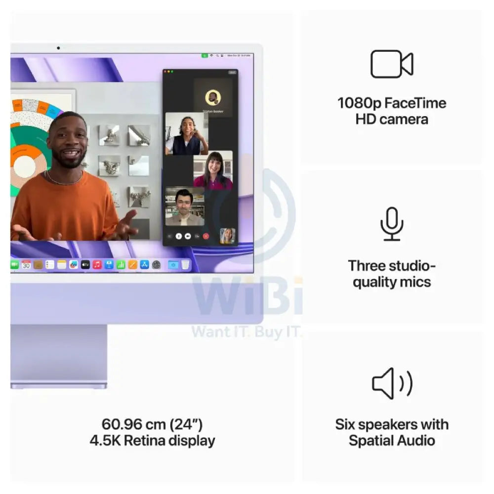 Apple iMac - 24’’ / M3 / 8-Core CPU / 10-Core GPU / 16-Core Neural Engine / 8GB RAM / 512GB SSD / Arb/Eng / Purple