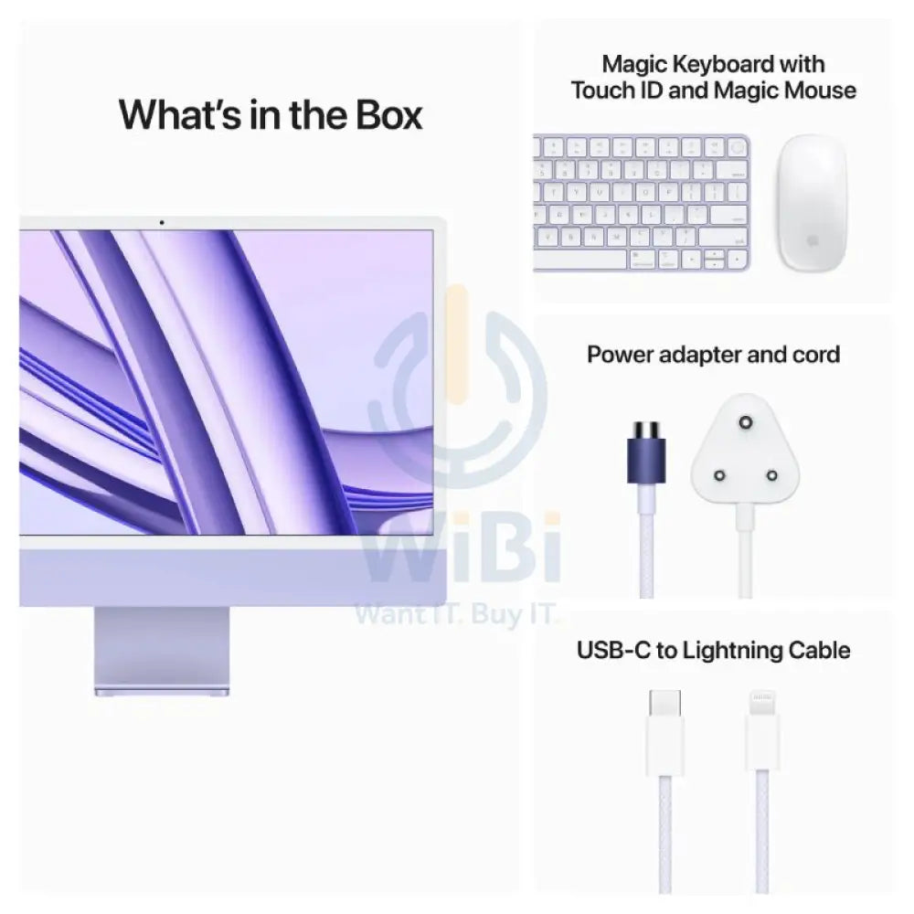 Apple iMac - 24’’ / M3 / 8-Core CPU / 10-Core GPU / 16-Core Neural Engine / 8GB RAM / 512GB SSD / Arb/Eng / Purple